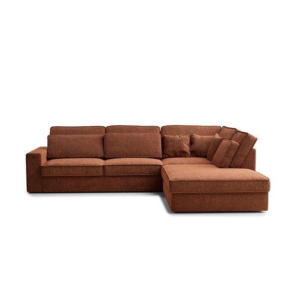 Vara krāsas stūra dīvāns no šenila auduma (ar labo stūri/L veida) Kirou – Maison de Rêve