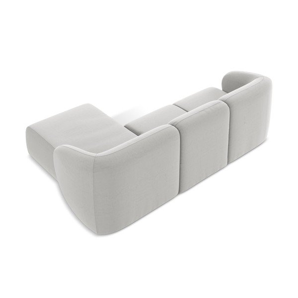 Gaiši pelēks samta stūra dīvāns (ar labo stūri/ar zvilni) Lani – Makamii-image-3