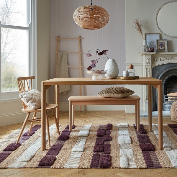 Violets/dabīga toņa ar rokām darināts paklājs no džutas maisījuma 120x170 cm Medina Blocks – Flair Rugs-image-1