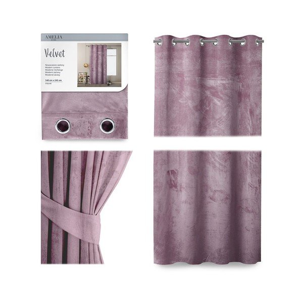 Rozā samta aizkars AmeliaHome Velvet, 140 x 245 cm-image-2