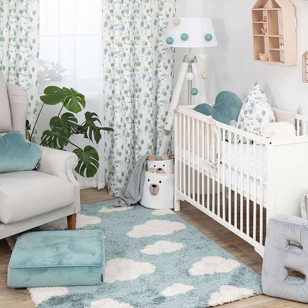 Zils antialerģisks bērnu paklājs 170x120 cm Clouds – Yellow Tipi-image-3