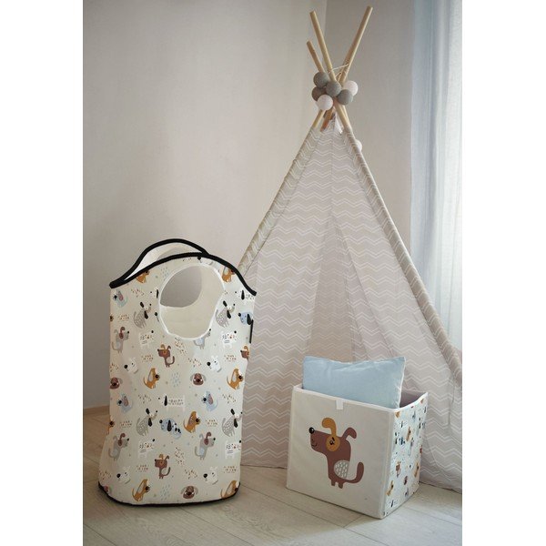 Bēšs tekstila bērnu rotaļlietu grozs 57x26x70 cm Woof Woof – Butter Kings-image-1