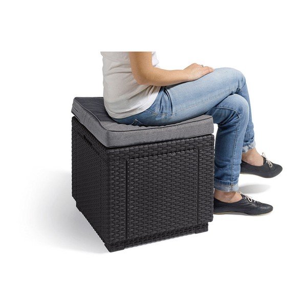 Tumši pelēks dārza pufs Cube – Keter-image-2