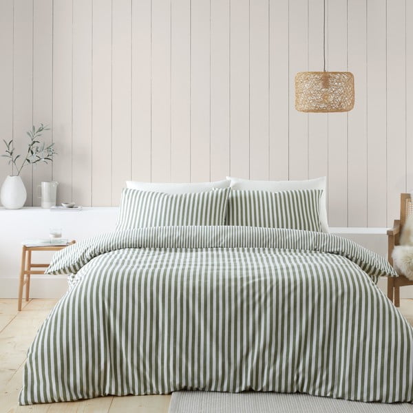 Zaļa vienvietīga flaneļa gultas veļa 135x200 cm – Catherine Lansfield
