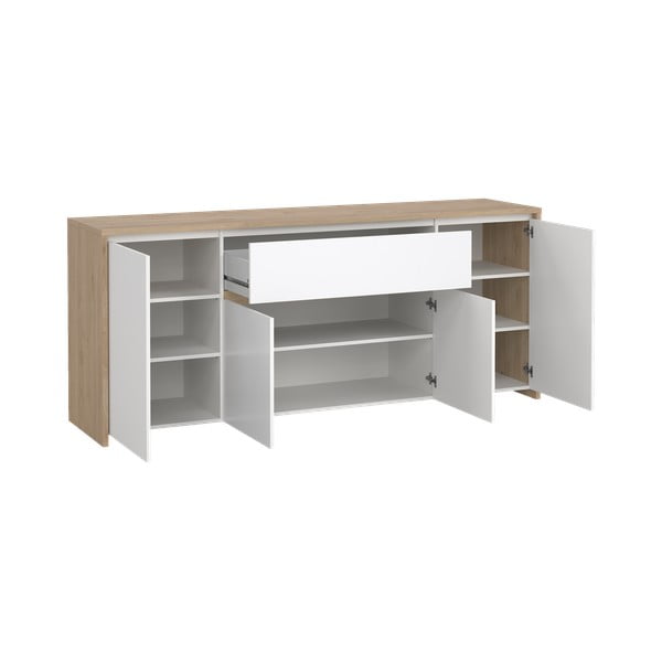 Balta/dabīga toņa kumode ar ozolkoka imitāciju 197x84x48 cm Next – Tvilum-image-3