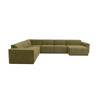 Zaļš velveta U veida stūra moduļu dīvāns Scandic Sting, labais stūris