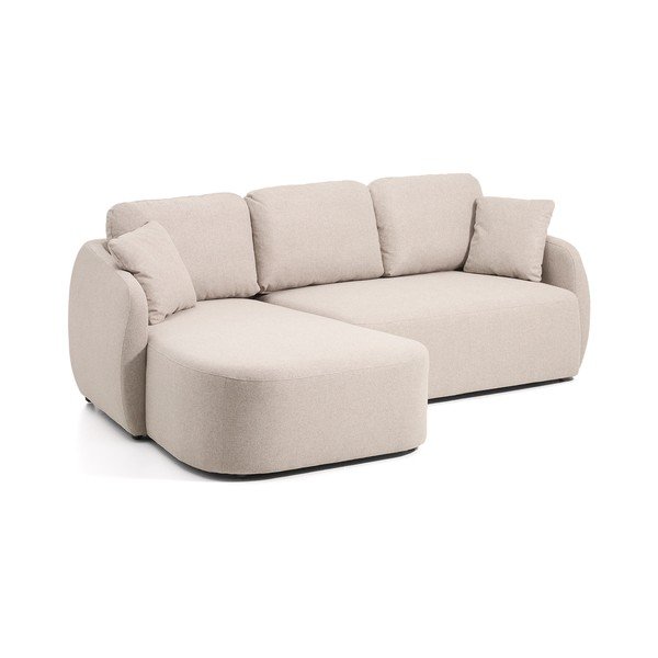 Bēšs salokāms stūra dīvāns no šenila auduma (ar labo stūri/ar zvilni) Laira – Kave Home-image-2