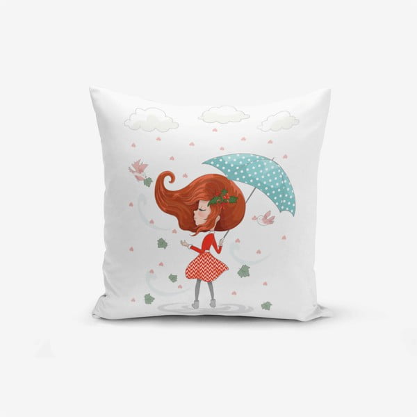 Spilvendrāna Minimalist Cushion Covers Girl With Umbrella, 45 x 45 cm