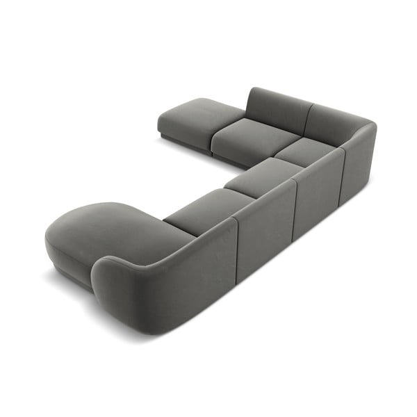 Pelēks samta stūra dīvāns (kreisais stūris) Miley – Micadoni Home-image-4