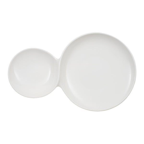 Balta dubultā porcelāna plāksne Villeroy & Boch Flow, 47 x 29 cm