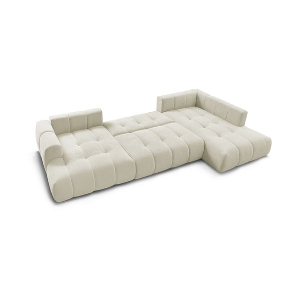 Bēšs salokāms/ar uzglabāšanas vietu stūra dīvāns (ar labo stūri/U veida) Fuji – Bobochic Paris-image-4