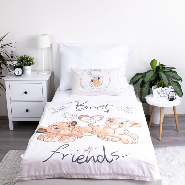 Gaiši dzeltena kokvilnas bērnu gultas veļa 100x135 cm Lion King "Best Friends" – Jerry Fabrics-image-2