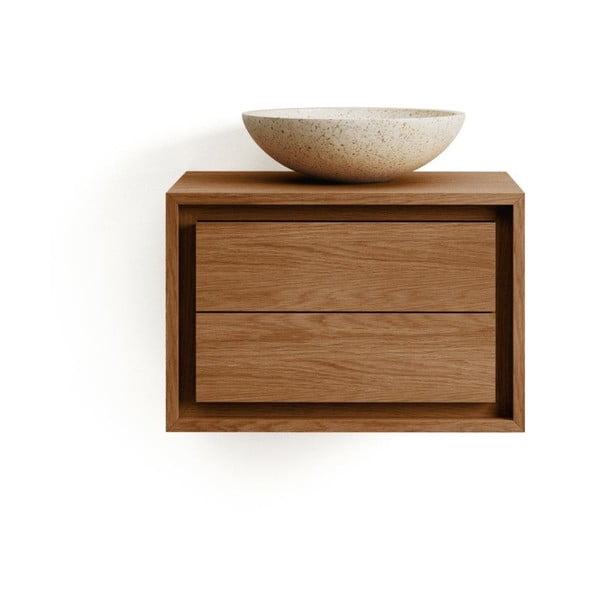 Brūns tīkkoka masīvkoka piekarams skapītis zem izlietnes 60x40 cm Kenta – Kave Home-image-2