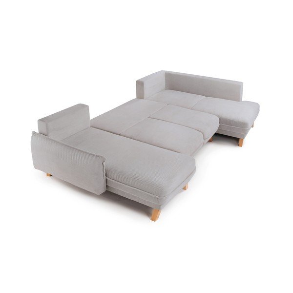 Gaiši pelēks velveta salokāms/ar uzglabāšanas vietu stūra dīvāns (ar labo stūri/U veida) Tori – Bonami Selection-image-3