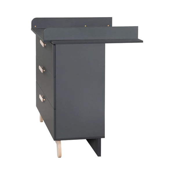 Antracīta pelēka zema bērnu kumode 117x103 cm Jara – Roba-image-2