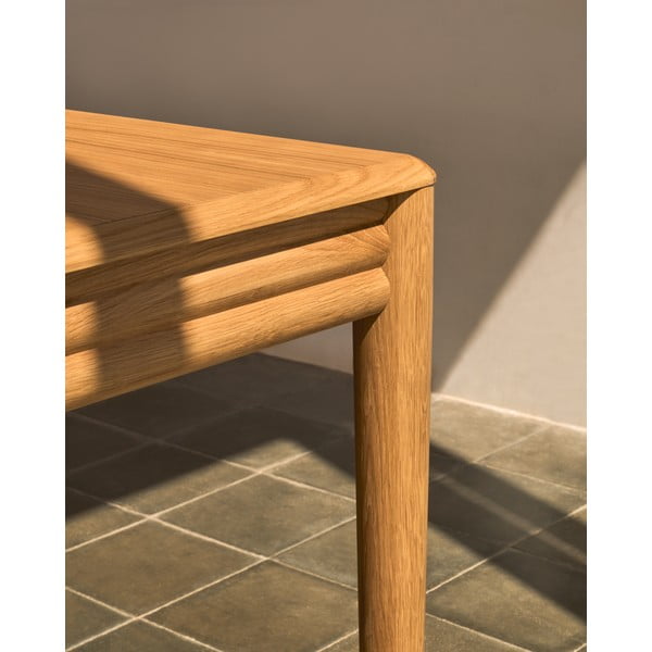 Izvelkams ēdamgalds ar papildu galda virsmu ar ozolkoka imitāciju 90x200 cm Lenon – Kave Home-image-1