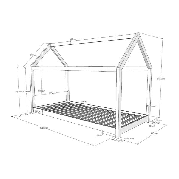 Balta bērnu gulta Vipack Cabane, 90 x 200 cm-image-3