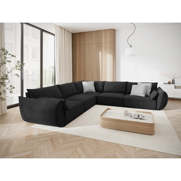 Tumši pelēks stūra dīvāns (maināms stūris) Vanda – Mazzini Sofas-image-1