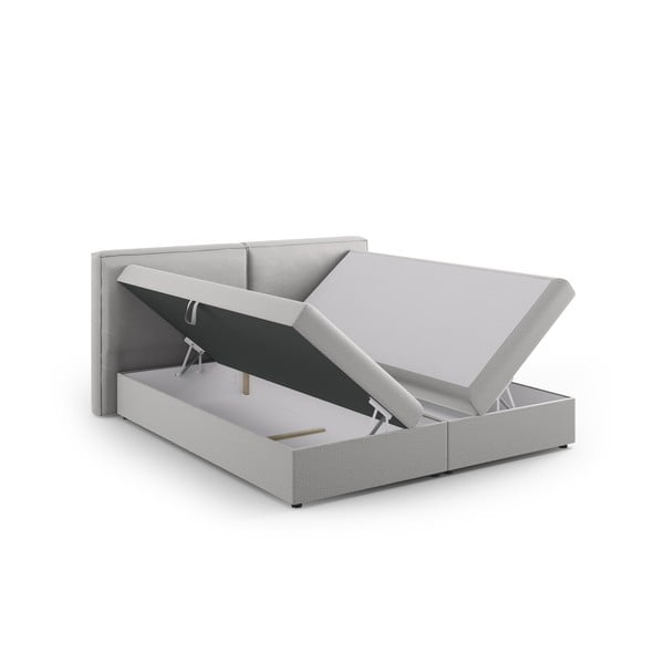 Gaiši pelēka atsperu gulta ar veļas kasti 180x200 cm Arendal – Cosmopolitan Design-image-3