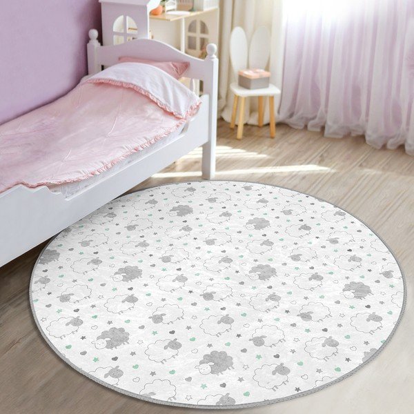 Balts/gaiši pelēks bērnu paklājs ø 80 cm Comfort – Mila Home-image-1