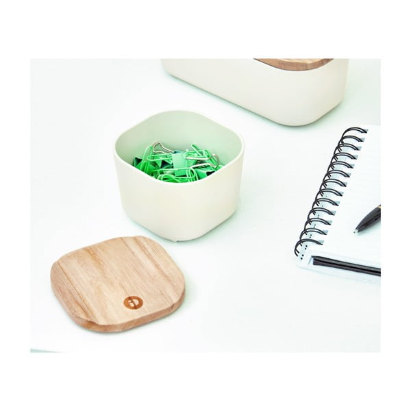 Balta uzglabāšanas kaste ar vāku no paulovnijas koka iDesign Eco, 9 x 9 cm-image-4