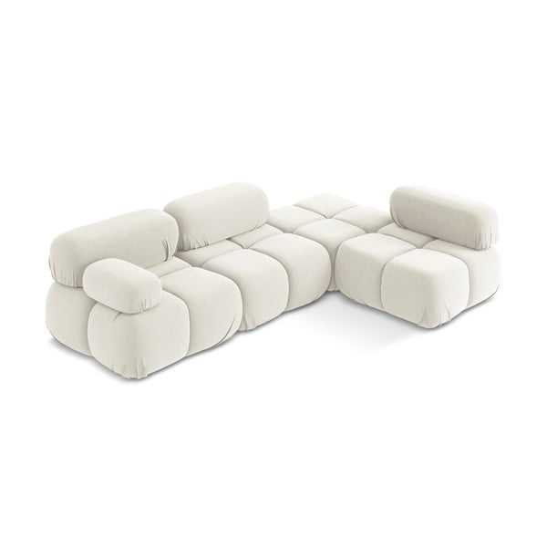 Balts samta modulārais stūra dīvāns (ar labo stūri) Lokua – Makamii-image-2