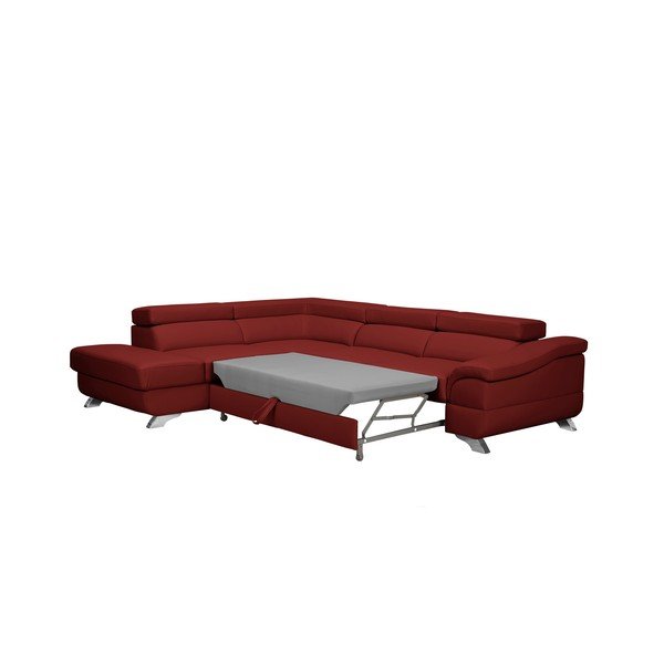 Sarkanās ādas izskats Windsor & Co Sofas Gamma dīvāns, kreisais stūris-image-3