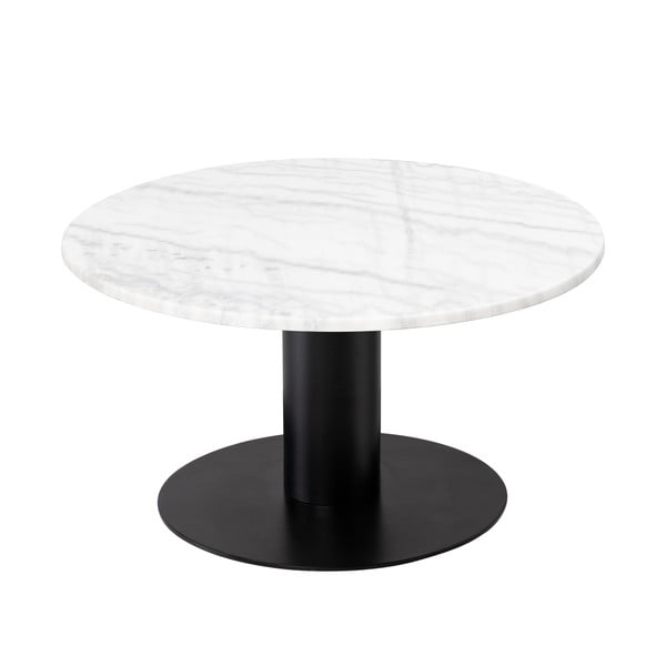 Balts marmora kafijas galdiņš ar melnu pamatni RGE Pepo, ⌀ 85 cm