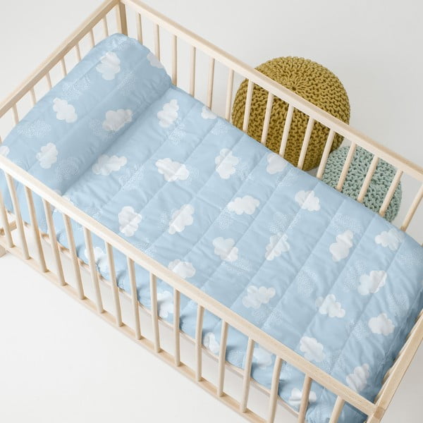 Kokvilnas stepēts bērnu gultas pārklājs 100x130 cm Clouds – Happy Friday