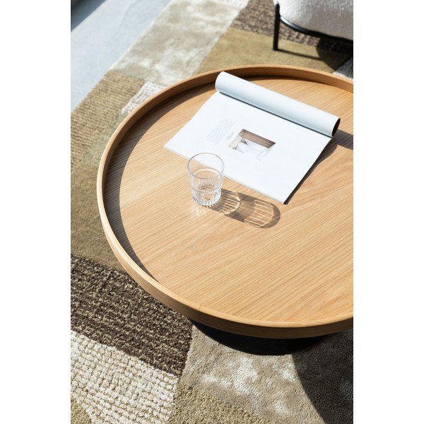 Dabīga toņa apaļš žurnālgaldiņš ar ozolkoka imitācijas galda virsmu ø 70 cm Yuri L – White Label-image-2