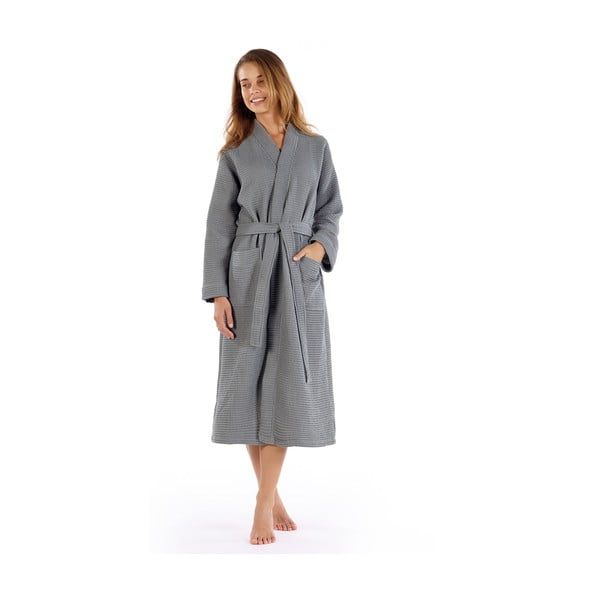 Pelēks kokvilnas halāts izmērs L Mia Waffle – Foutastic-image-2