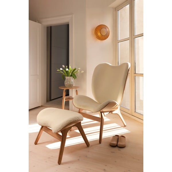 Dabīga toņa ozola masīvkoka griestu lampa no koka ø 35 cm Clava Up – UMAGE-image-4