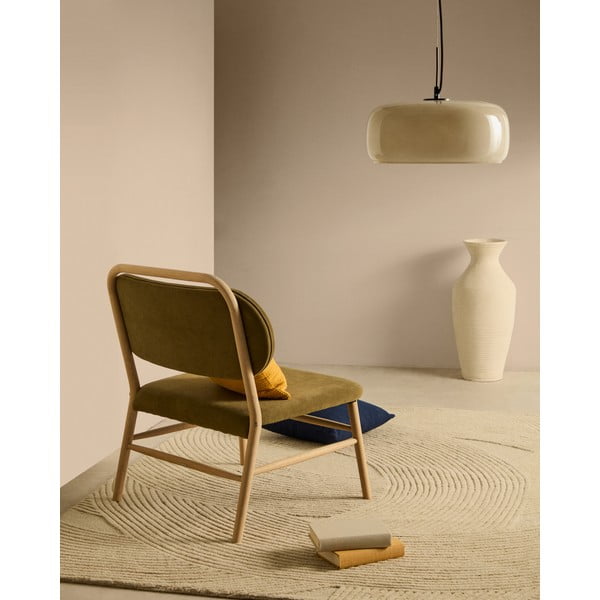 Zaļš atpūtas krēsls no šenila auduma Helda – Kave Home-image-1