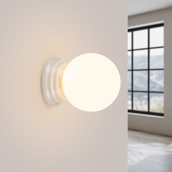 Balta keramikas sienas lampa ø 12 cm Farsa – Sollux-image-4