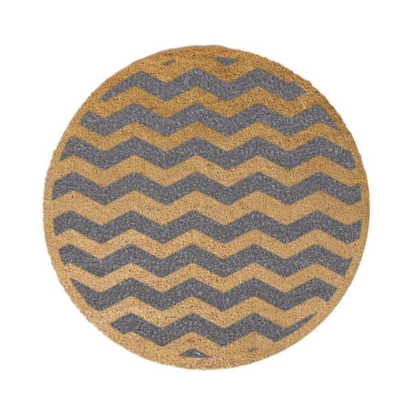 Pelēks apaļš paklājs no dabiskās kokosšķiedras Artsy Doormats Chevron, ⌀ 70 cm