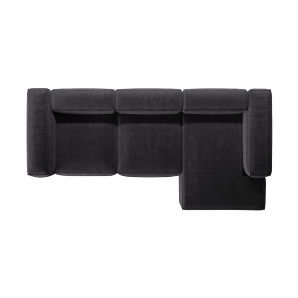 Tumši pelēks velveta stūra dīvāns (ar labo stūri/ar zvilni) Bergamo – Cosmopolitan Design-image-3