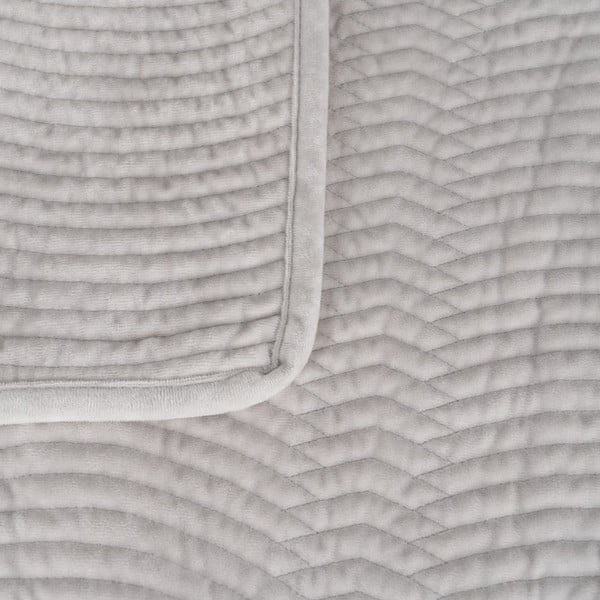 Krēmkrāsas samta stepēts gultas pārklājs 230x260 cm – Ixia-image-1