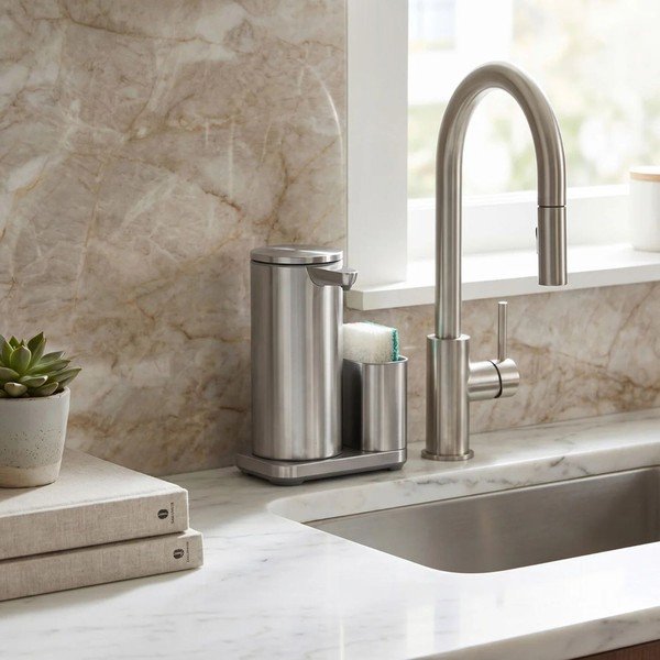 Sudraba krāsas metāla automātisks mazgāšanas līdzekļu turētājs – simplehuman-image-2