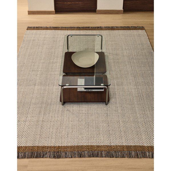 Krēmkrāsas ar rokām darināts vilnas paklājs 200x300 cm Brina – Kave Home-image-1