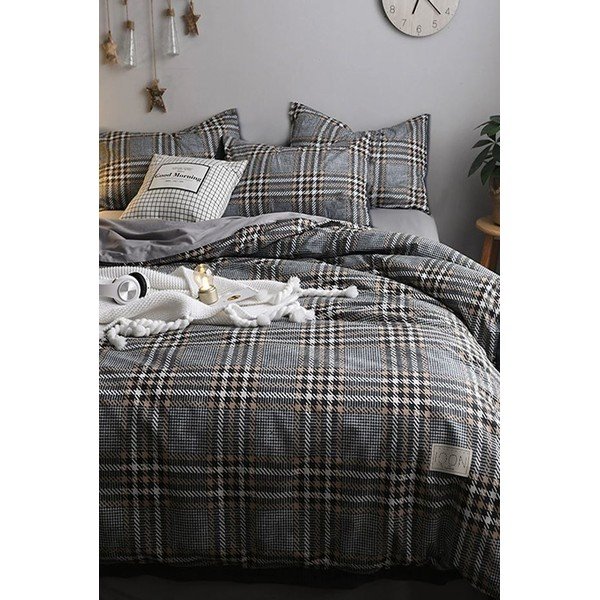 Pelēka kokvilnas  gultas veļa vienvietīgai gultai 160x220 cm – Mila Home-image-2