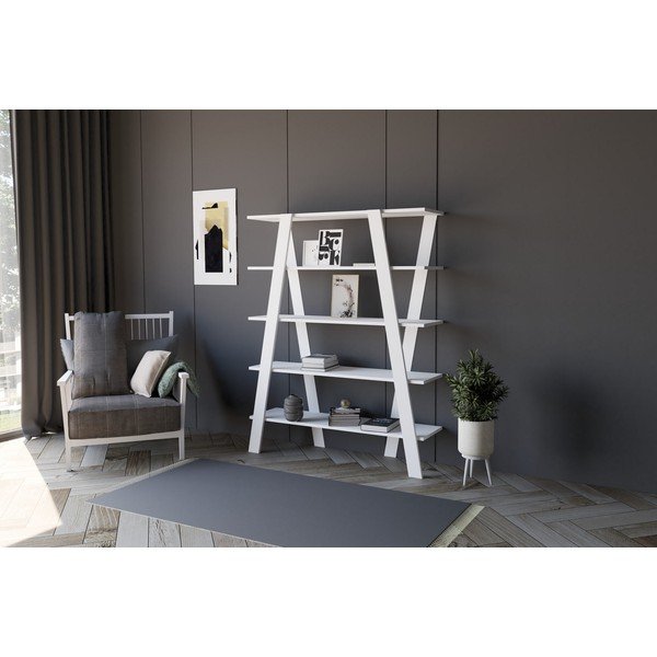 Balts grāmatu plaukts 120x150 cm Conde – Kalune Design-image-1