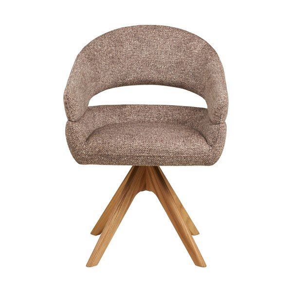 Brūns polsterēts ēdamistabas krēsls ar roku balstiem Dover – House Nordic-image-2