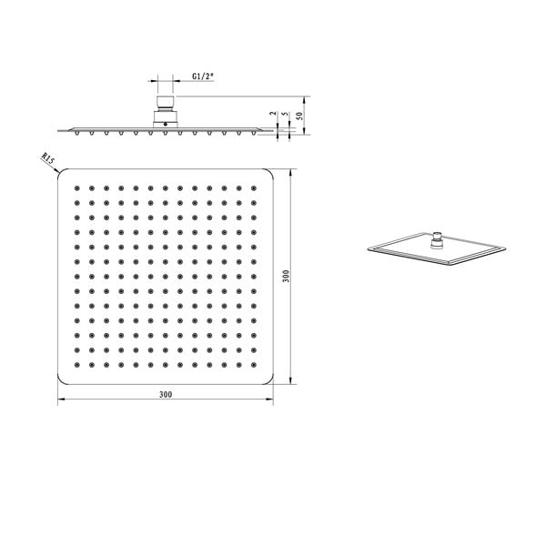 Zelta krāsas nerūsējošā tērauda griestu dušas galva Slim – Sapho-image-3