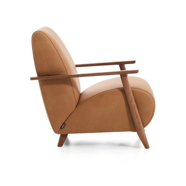 Brūns ādas atpūtas krēsls Meghan – Kave Home-image-3