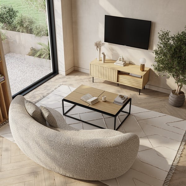 Melns/dabīga toņa žurnālgaldiņš ar ozolkoka imitācijas galda virsmu 75x120 cm Douro – TemaHome-image-1