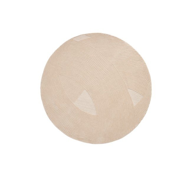 Krēmkrāsas ar rokām darināts vilnas apaļš paklājs ø 200 cm Domm – Kave Home