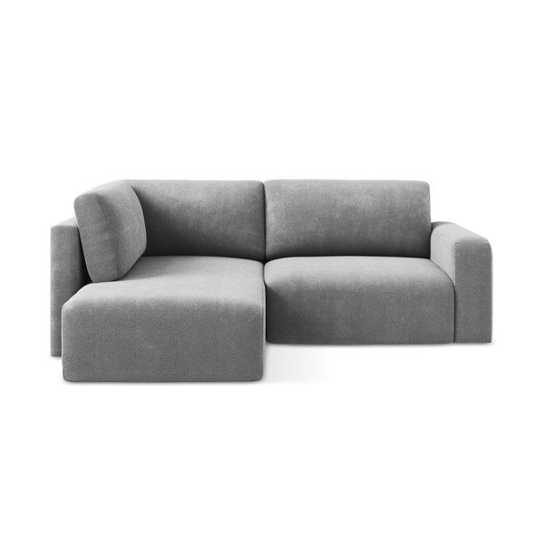 Pelēks salokāms stūra dīvāns no šenila auduma ar uzglabāšanas vietu (ar kreiso stūri/L veida) Kona – Makamii