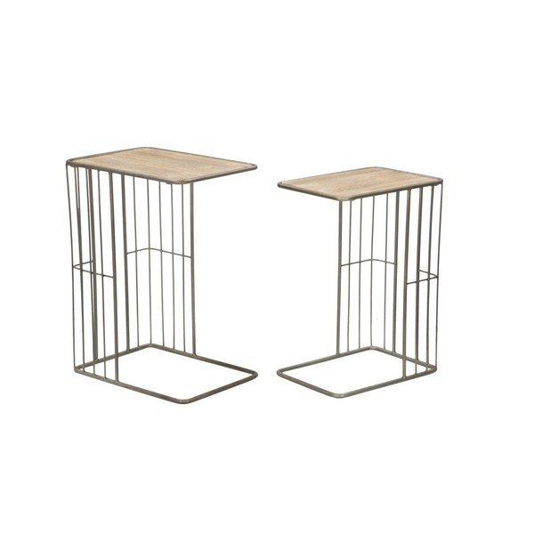 2 glabāšanas galdu komplekts no metāla un koka Mauro Ferretti Industry-image-3