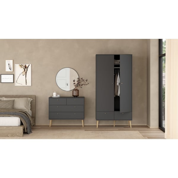 Antracīta pelēks drēbju skapis 99x200 cm Bodo – Tvilum-image-1
