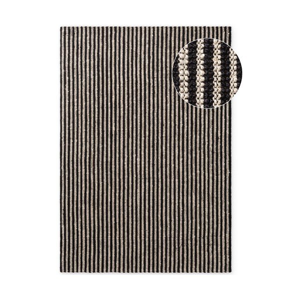 Melns ar rokām darināts džutas paklājs 160x230 cm Harvest Ebony – Elle Decoration